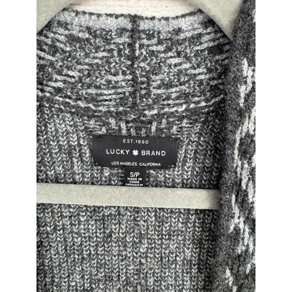 Lucky Brand Southwest Print Wool Blend Open Front Cardigan Sweater Womens S Gray - Picture 4 of 8